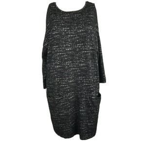 Clara Sun Woo Dress Womens Sz XS Black Textured‎ Long Sleeve Tunic Pocket